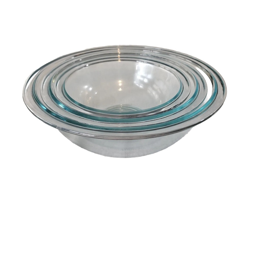Vintage Set of 3 PYREX Clear Nesting Mixing Bowls Glass Set 322 323 325
